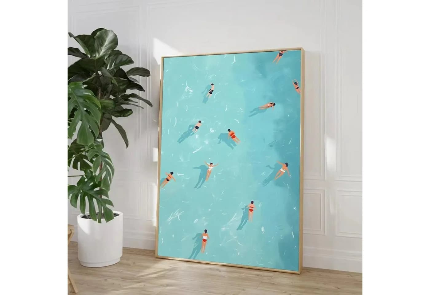 TPFLiving Leinwandbild Strand Meer Ozean Boote Segelschiffe Grün Beige Blau - Bild 5
