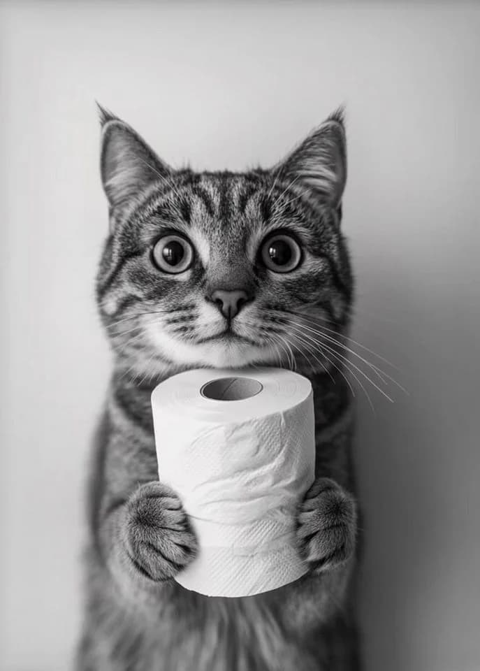 TPFLiving Kunstdruck Lustige Tiere mit Toilettenpapier Leinwandbild XXL Schwarz/Weiß - Bild 2