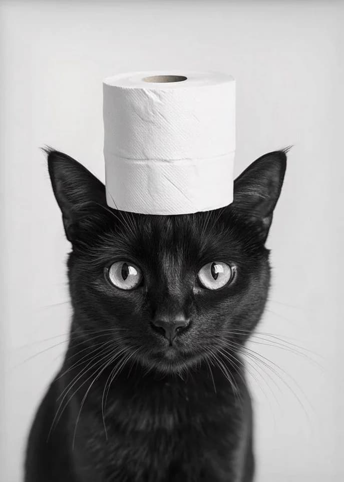 TPFLiving Leinwanddruck Lustige Tiere Toilettenpapier Schwarz/Weiß - Bild 2
