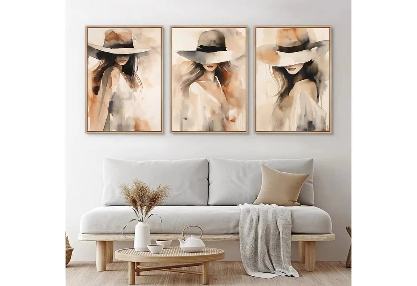 TPFLiving Leinwandkunstdruck Abstraktes Frauenporträt Beige Braun - Bild 3