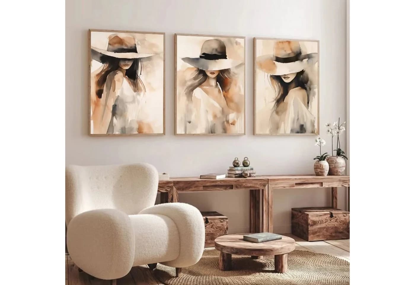 TPFLiving Leinwandkunstdruck Abstraktes Frauenporträt Beige Braun - Bild 4