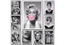 TPFLiving Leinwandbild Audrey Hepburn & Marilyn Monroe Schwarz-Weiß Pink Bild 3