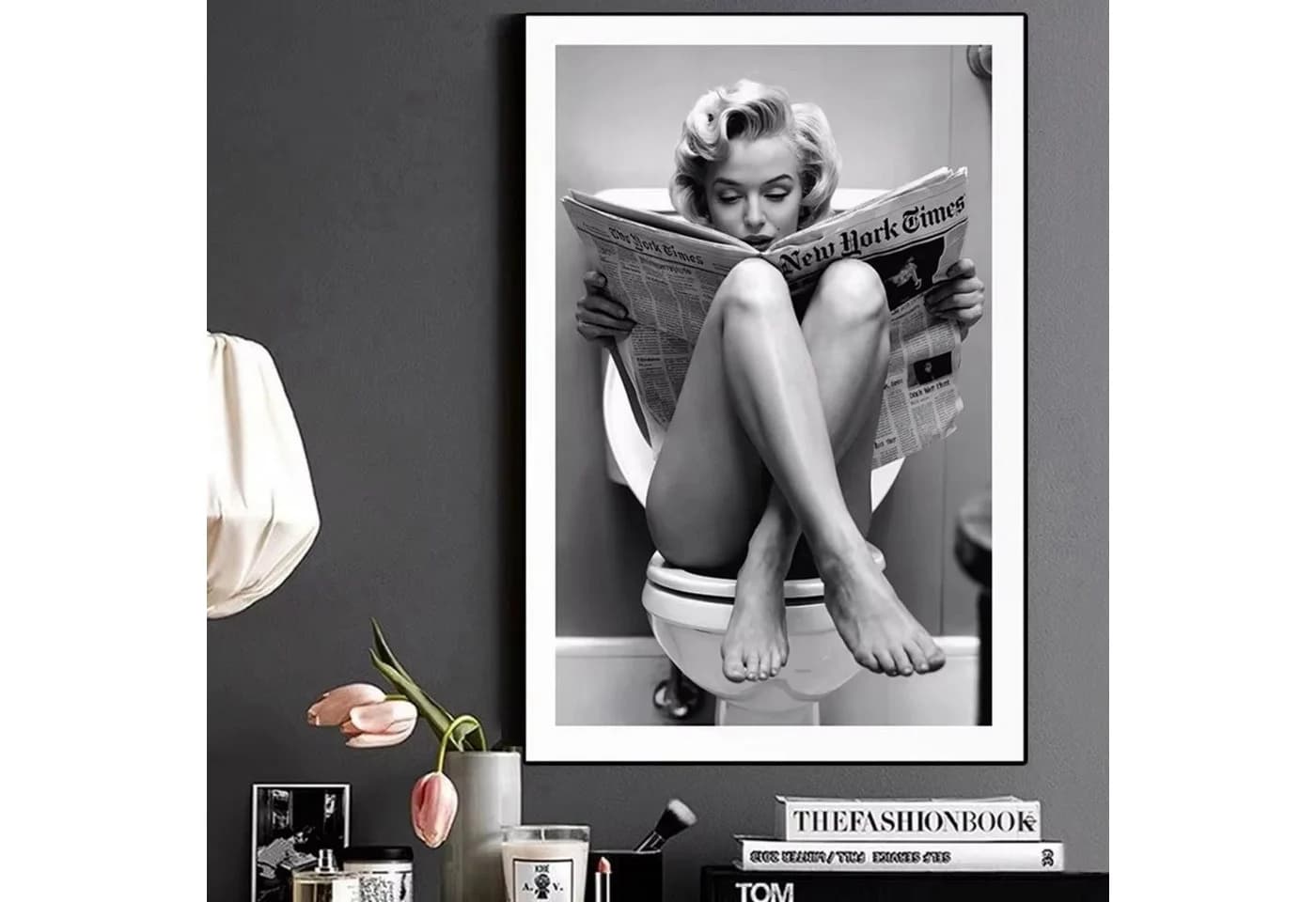 TPFLiving Leinwandbild Audrey Hepburn & Marilyn Monroe Schwarz-Weiß Pink - Bild 4