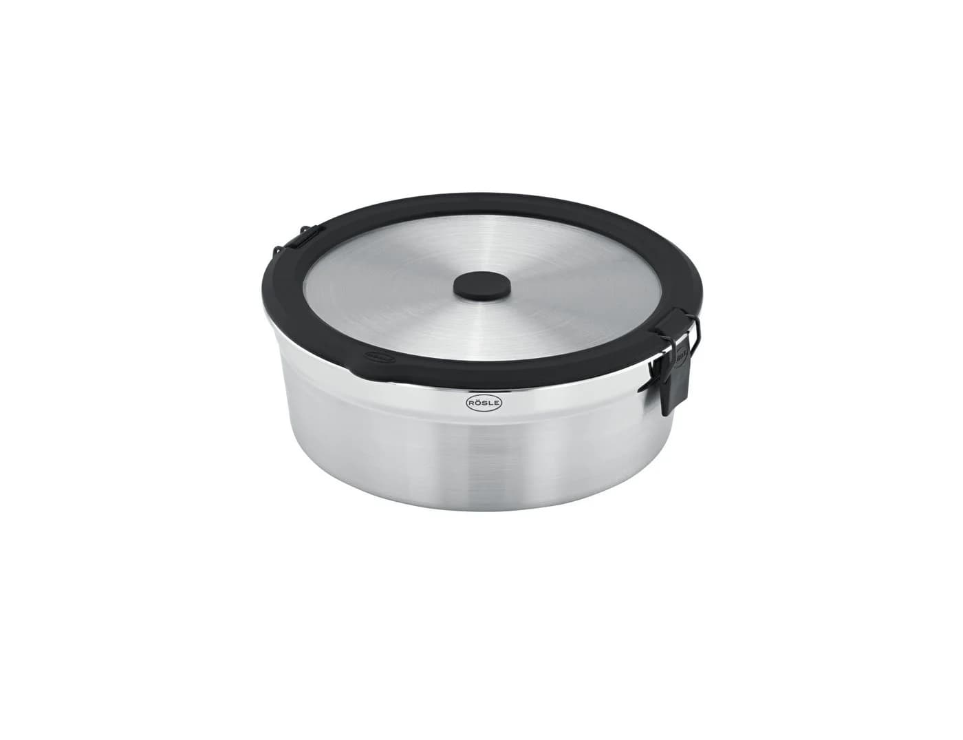 Rösle Edelstahldeckel FLEXX 2GO 1,4 L rund mit Clips Silberfarben Schwarz