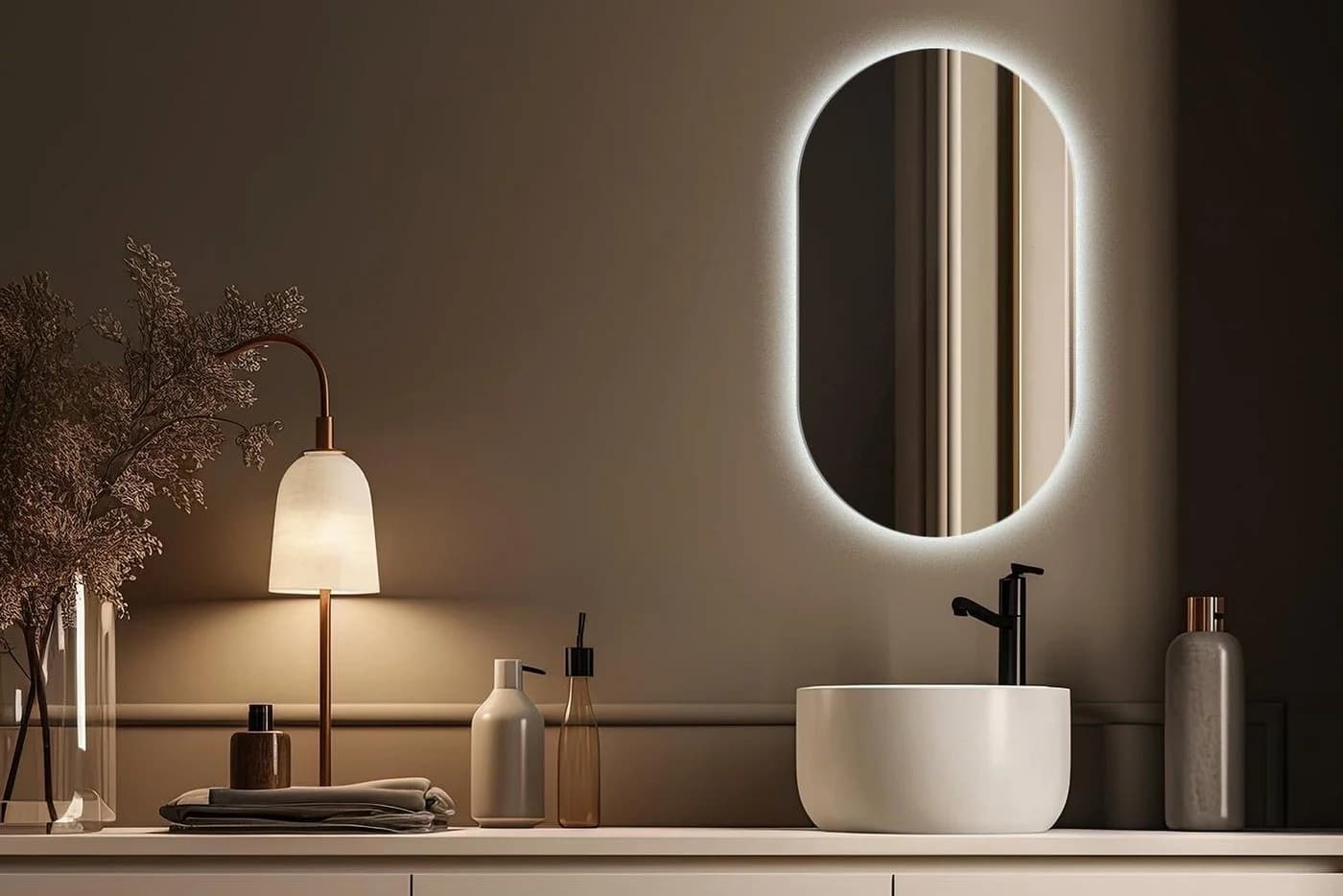 Tulup LED-Lichtspiegel Ovaler LED Beleuchtung Badspiegel