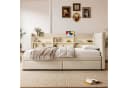 SOFTWEARY Stauraumbett Leinen Beige mit Schubladen und USB Bild 4