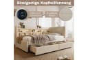 SOFTWEARY Stauraumbett Leinen Beige mit Schubladen und USB Bild 5