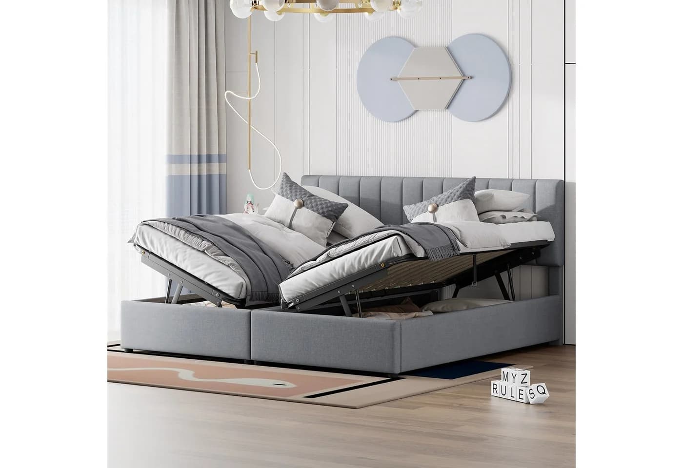 SOFTWEARY Stauraumbett mit Bettkasten grau Polsterbett - Bild 5