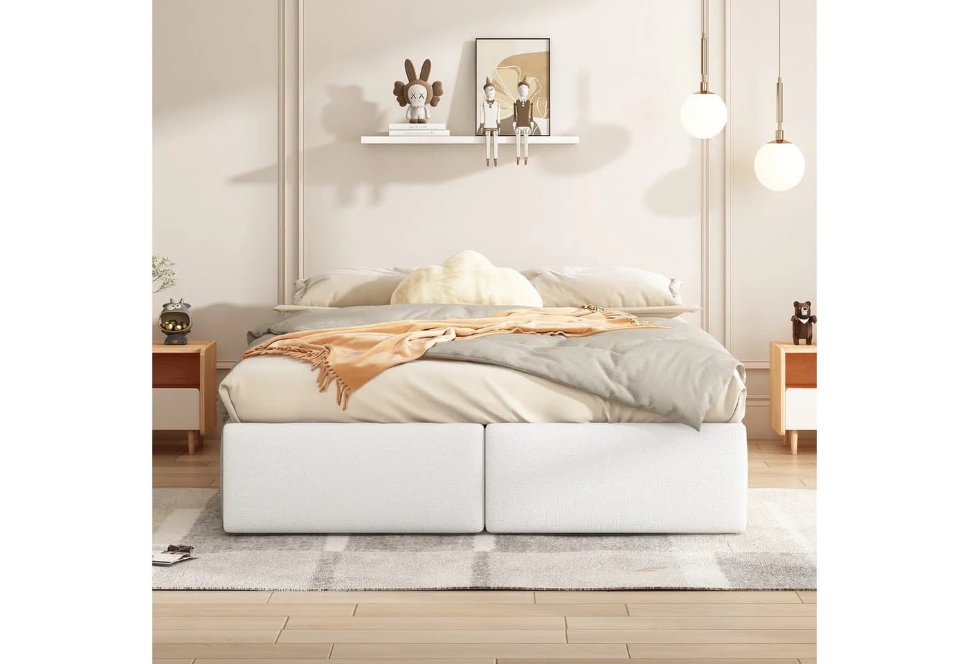 SOFTWEARY Futonbett mit Bettkasten, Lattenrost und Schubladen Leinen - Bild 4