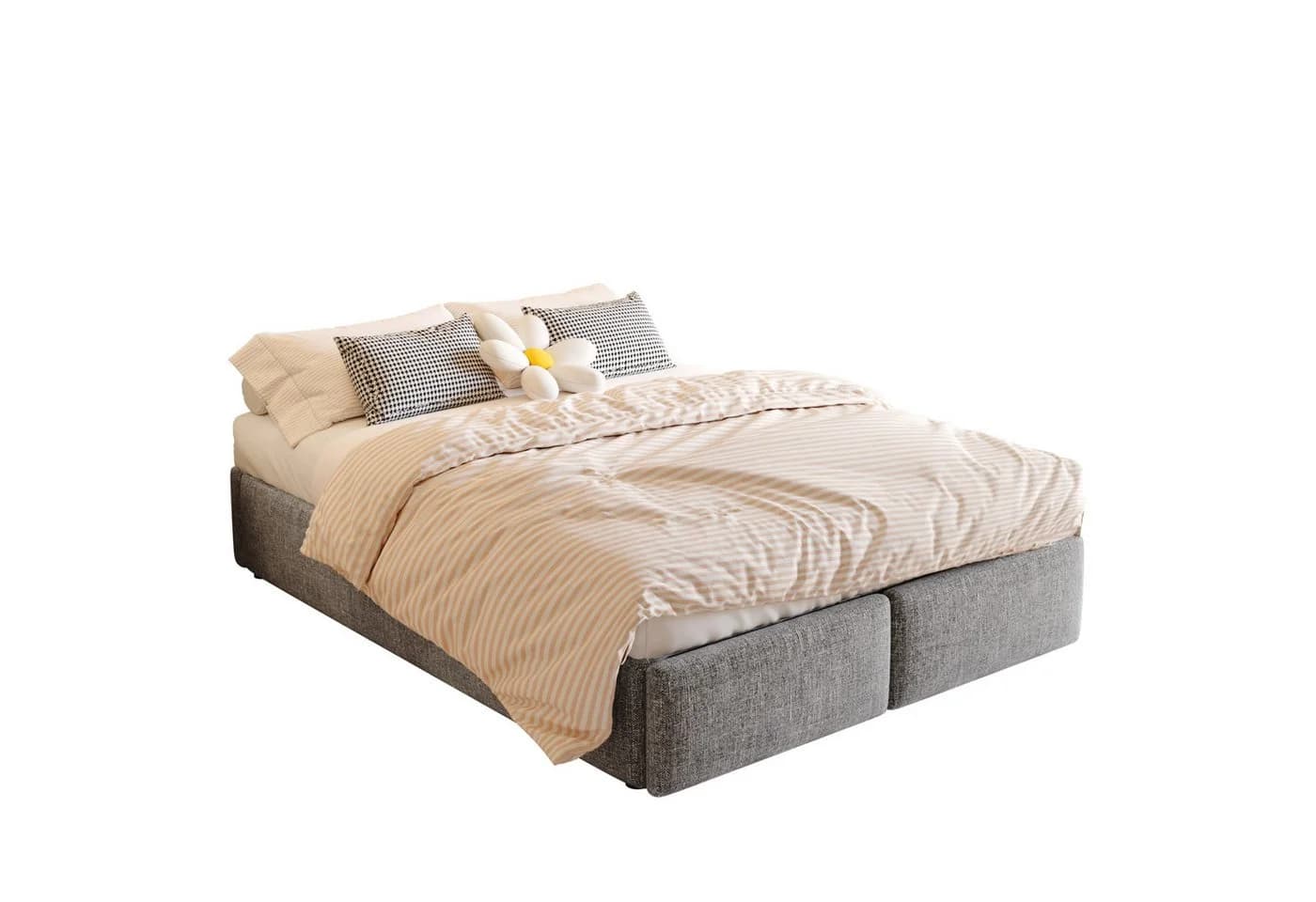SOFTWEARY Futonbett grau mit Bettkasten, Schubladen & Lattenrost - Bild 2