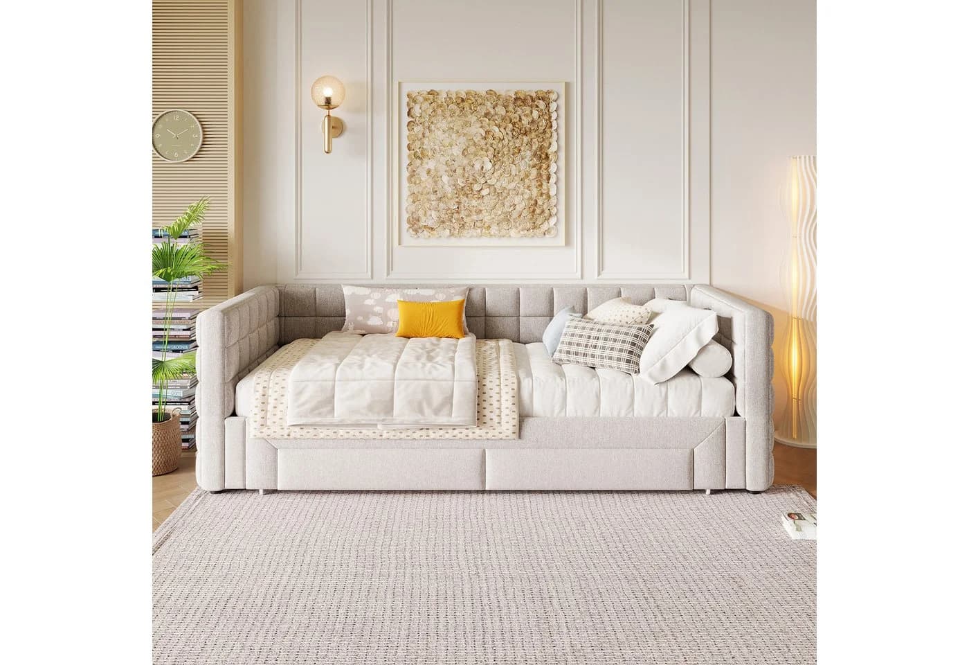 SOFTWEARY Schlafsofa mit Bettfunktion und Schubladen, 90x200cm/180x200cm - Bild 3