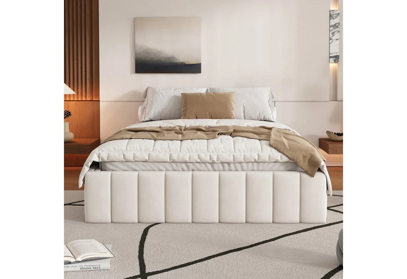 SOFTWEARY Futonbett mit Lattenrost und 4 Schubladen 140x200 cm Samt - Bild 3