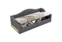 SOFTWEARY Schlafsofa mit LED-Beleuchtung und Stauraum Grau Leinen Bild 2