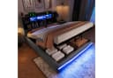 SOFTWEARY Polsterbett mit LED-Beleuchtung und Stauraum Grau Bild 1