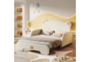 SOFTWEARY Kinderbett mit ausziehbarer Liegefläche Beige Schlafsofa Bild 1