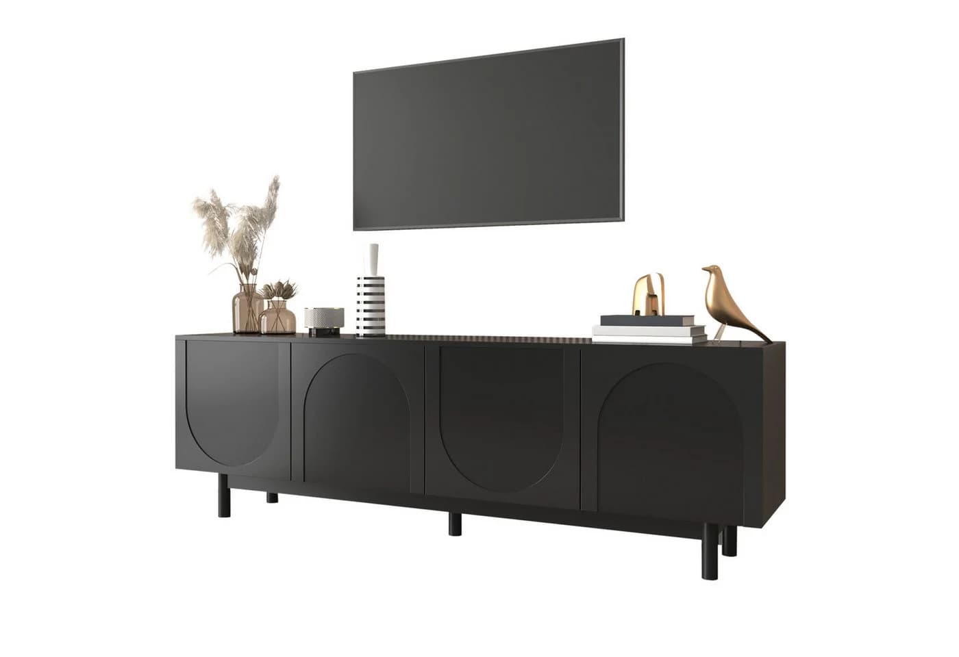 SOFTWEARY Lowboard TV-Schrank Schwarz Matt 175 cm - Bild 2
