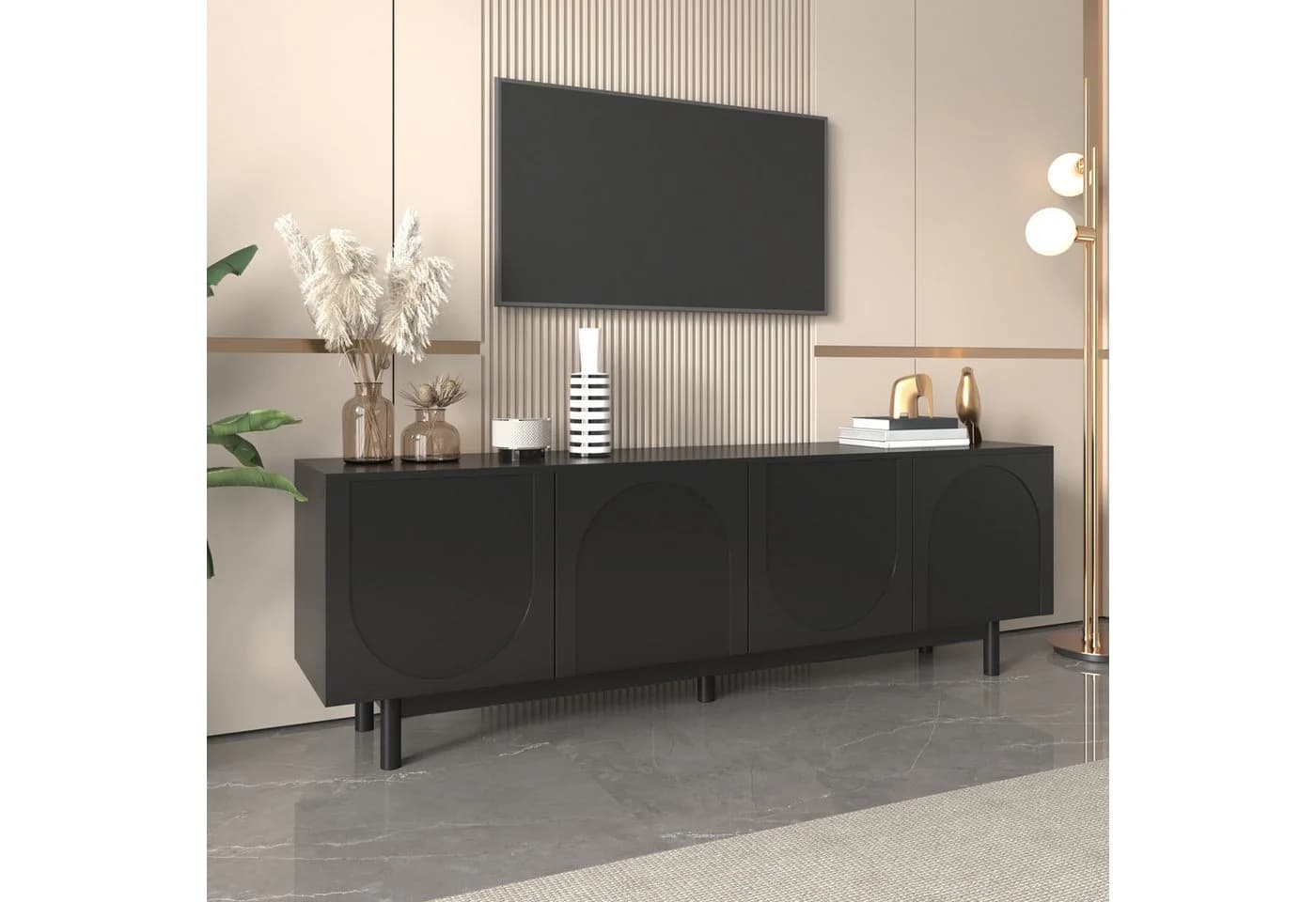 SOFTWEARY Lowboard TV-Schrank Schwarz Matt 175 cm - Bild 4