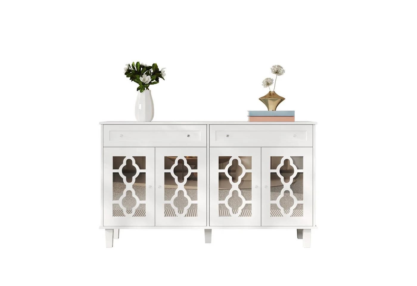 SOFTWEARY Sideboard Weiß mit Holzfüßen - Bild 2
