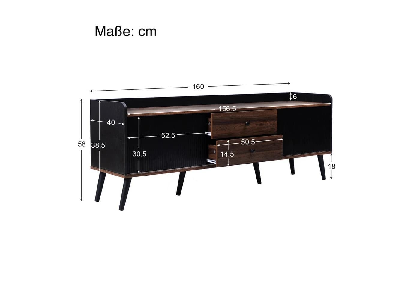 SOFTWEARY Lowboard 160 cm Breite TV-Schrank Stehend - Bild 5