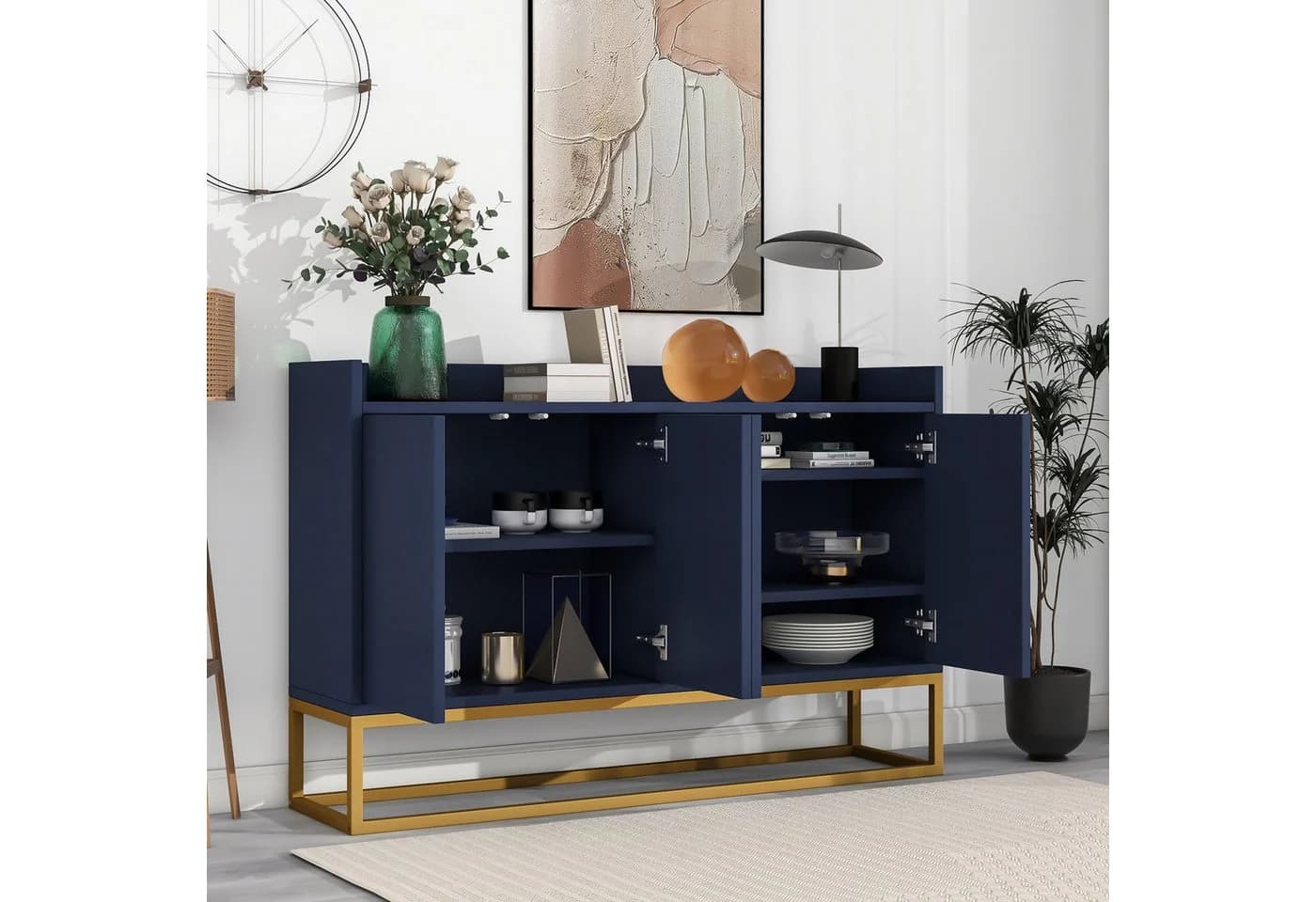 SOFTWEARY Sideboard Blau Holzwerkstoff Wohnzimmerschrank - Bild 3