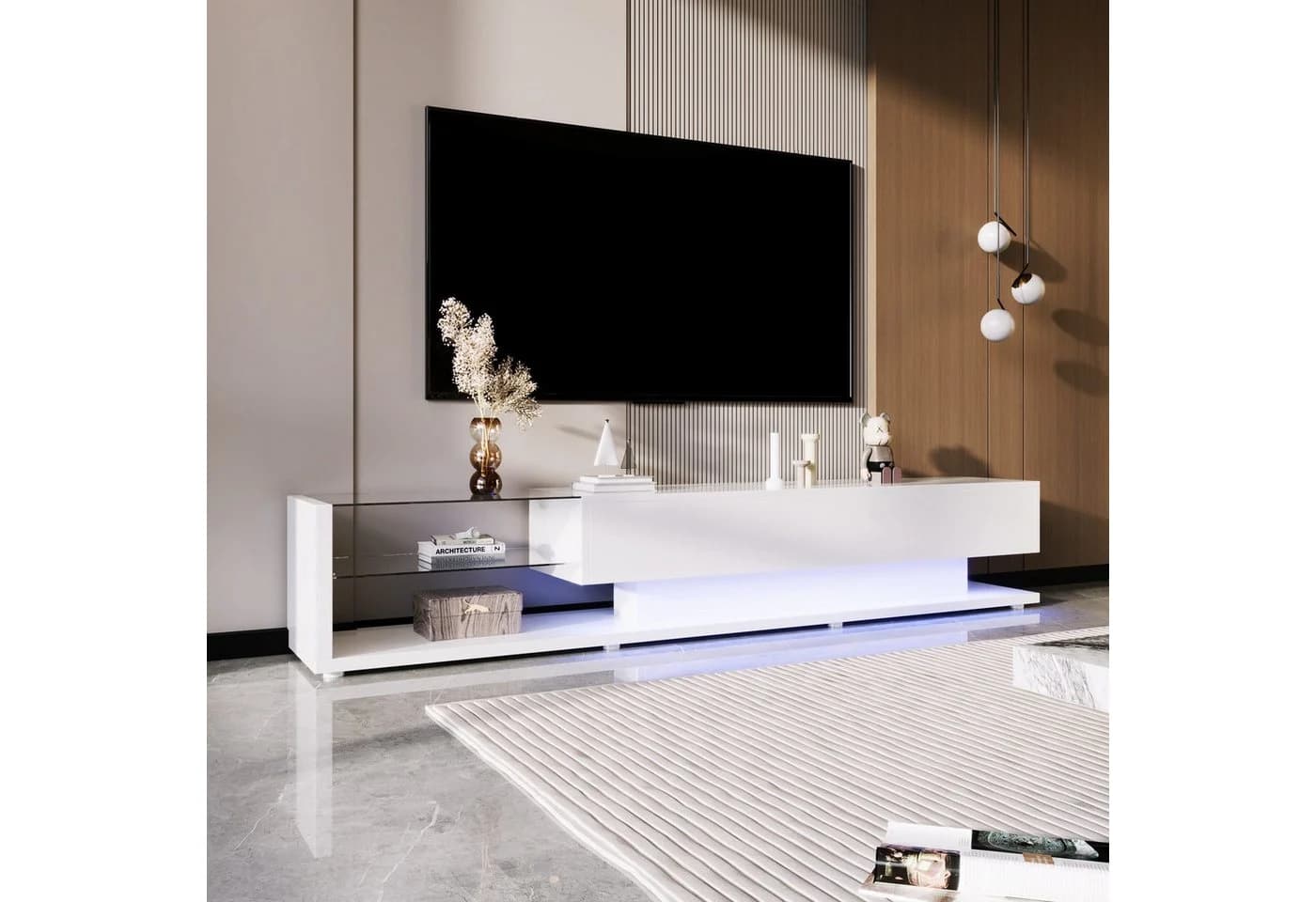 SOFTWEARY Lowboard Modern Weiß 170 cm TV-Schrank - Bild 2