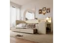 SOFTWEARY Stauraumbett mit Schreibtisch Beige Leinen Bild 4