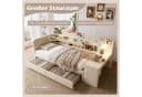 SOFTWEARY Stauraumbett mit Schreibtisch Beige Leinen Bild 5