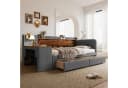SOFTWEARY Stauraumbett mit Schreibtisch Grau Leinen Bild 3