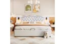 SOFTWEARY Polsterbett mit LED, USB & Nachtische Beige Leinen Bild 4