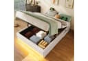 SOFTWEARY Futonbett mit LED-Beleuchtung und Bettkasten Leinen Beige Bild 3