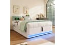 SOFTWEARY Futonbett mit LED-Beleuchtung und Bettkasten Leinen Beige Bild 4