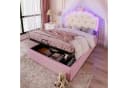 SOFTWEARY Prinzessinbett Rosa Kunstleder mit LED-Beleuchtung und Stauraum Bild 1