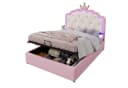 SOFTWEARY Prinzessinbett Rosa Kunstleder mit LED-Beleuchtung und Stauraum Bild 2