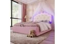 SOFTWEARY Prinzessinbett Rosa Kunstleder mit LED-Beleuchtung und Stauraum Bild 3
