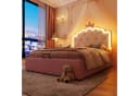 SOFTWEARY Prinzessinbett Rosa Kunstleder mit LED-Beleuchtung und Stauraum Bild 4