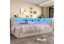 SOFTWEARY Stauraumbett mit LED-Beleuchtung und USB-Anschluss Beige Bild 1