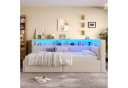 SOFTWEARY Stauraumbett mit LED-Beleuchtung und USB-Anschluss Beige Bild 3