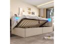 SOFTWEARY Stauraumbett mit LED-Beleuchtung und USB-Anschluss Beige Bild 4