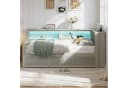 SOFTWEARY Stauraumbett mit LED-Beleuchtung und Schubladen Grau Bild 1