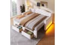 SOFTWEARY Schlafsofa mit Ausziehbett, Stauraum & LED, Samt Weiß Bild 1