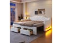 SOFTWEARY Schlafsofa mit Ausziehbett, Stauraum & LED, Samt Weiß Bild 2