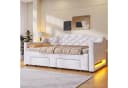 SOFTWEARY Schlafsofa mit Ausziehbett, Stauraum & LED, Samt Weiß Bild 3