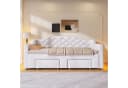 SOFTWEARY Schlafsofa mit Ausziehbett, Stauraum & LED, Samt Weiß Bild 4