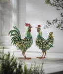 Dehner Gartenfigur Hahn/Huhn Grün/Gelb Eisen Deko Bild 3