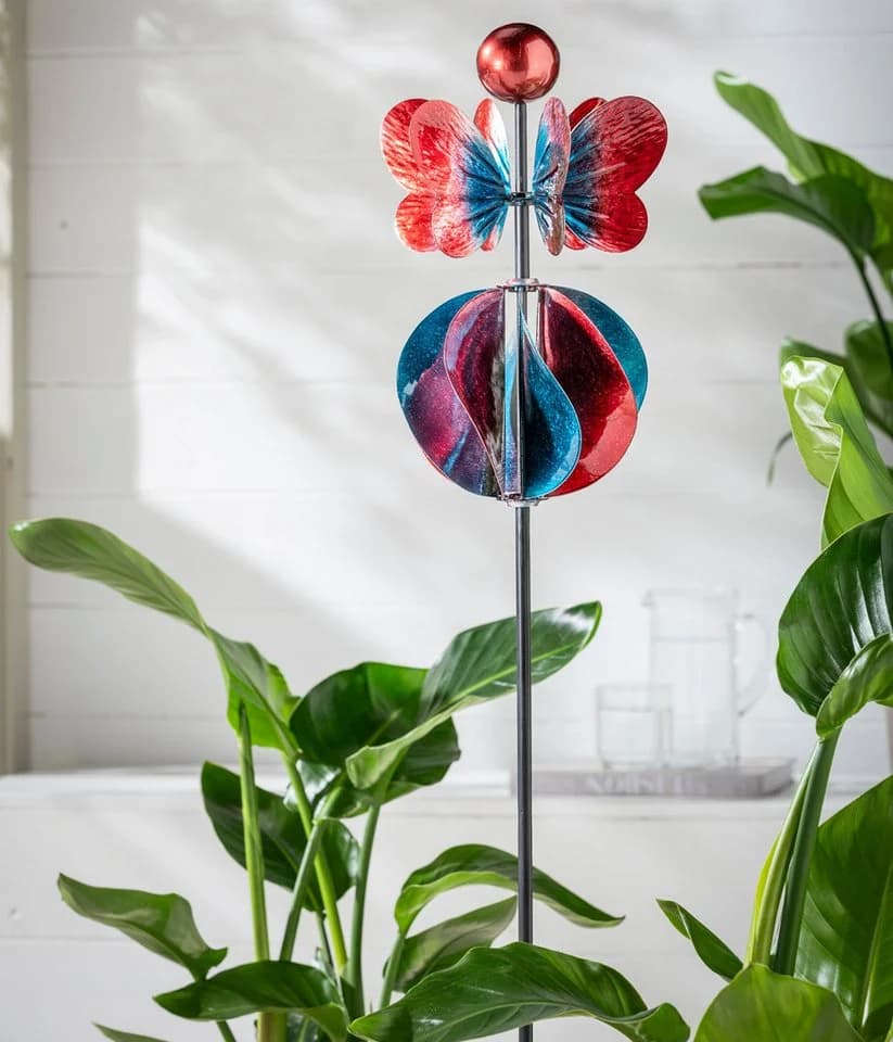Dehner Gartenstecker Dekostab mit Windspiel bunt Eisen