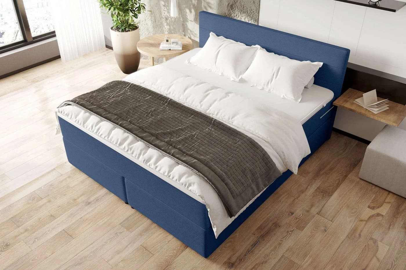 99rooms Boxspringbett Phönix Blau mit Matratze & Topper - Bild 3