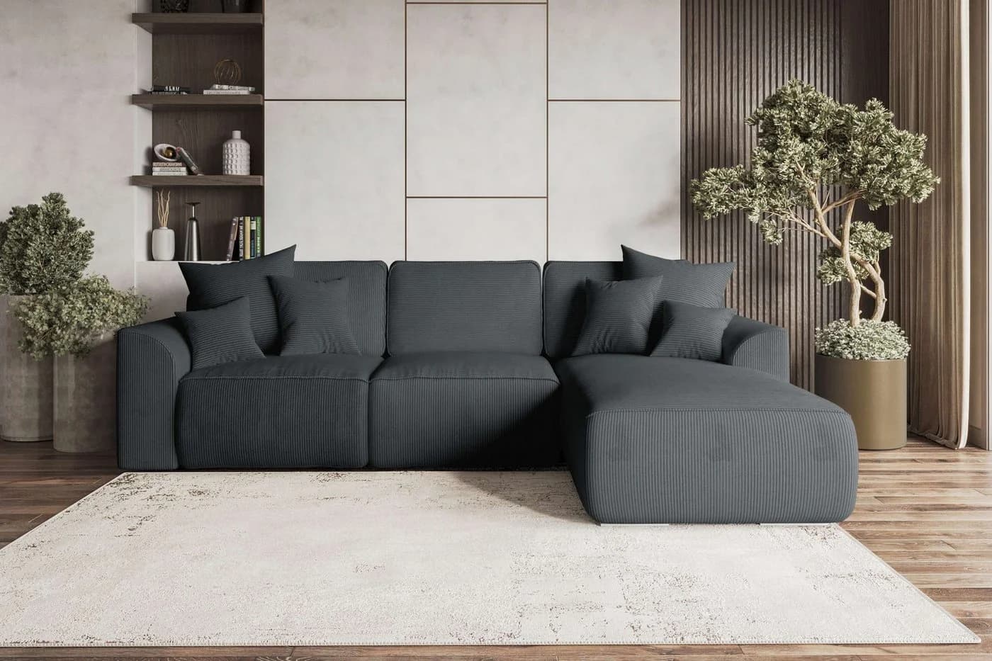 99rooms Ecksofa Gusto L-Form mit Schlaffunktion Graphit - Bild 2