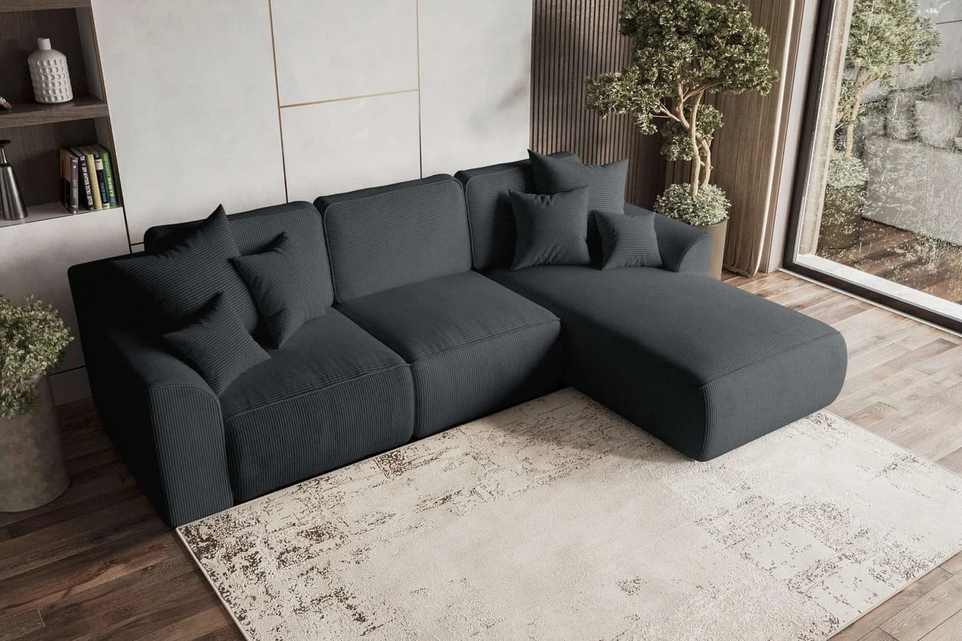 99rooms Ecksofa Gusto L-Form mit Schlaffunktion Graphit - Bild 3