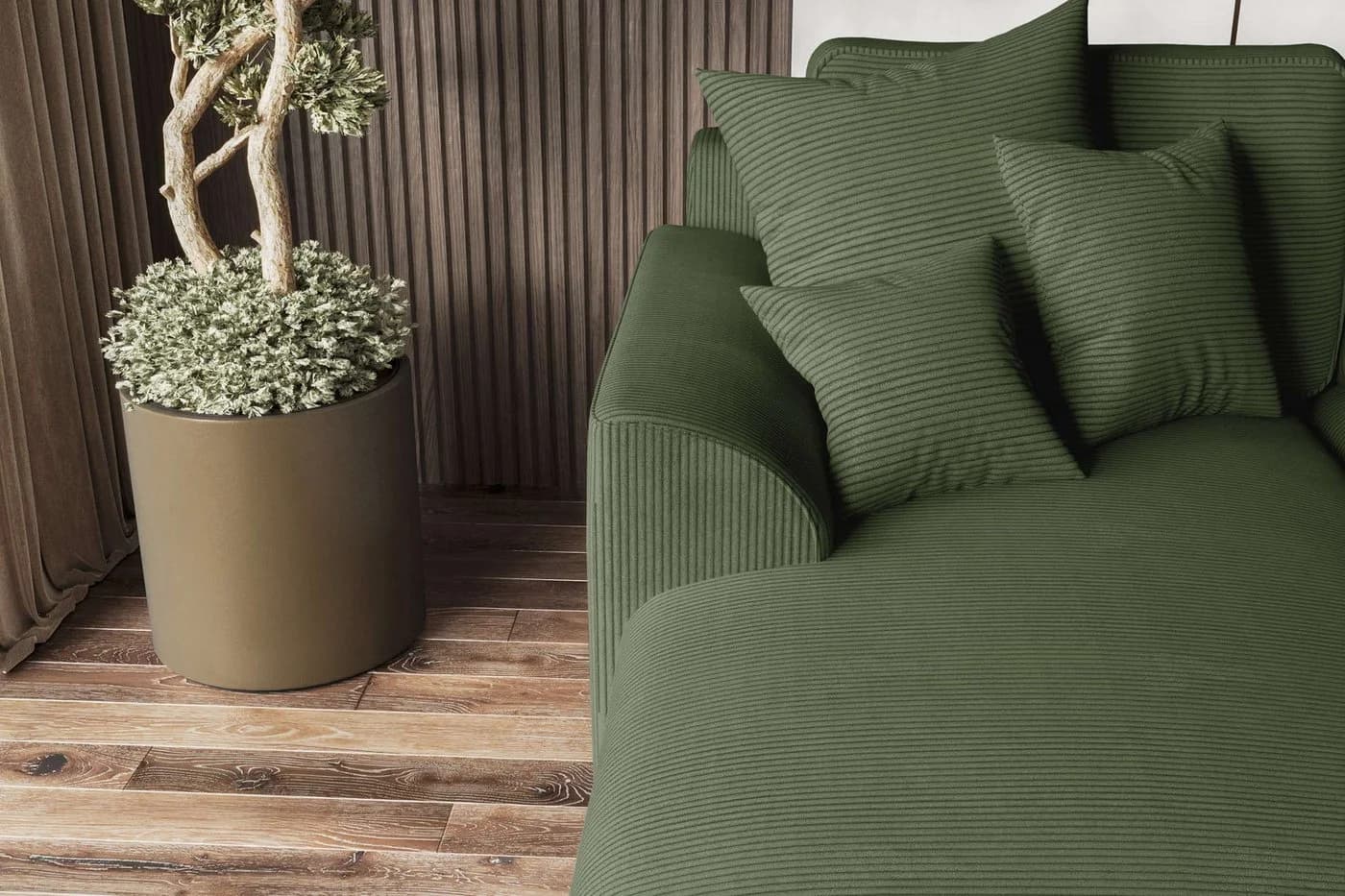 99rooms Ecksofa Gusto L-Form Eckcouch mit Schlaffunktion Cordstoff Khaki - Bild 4