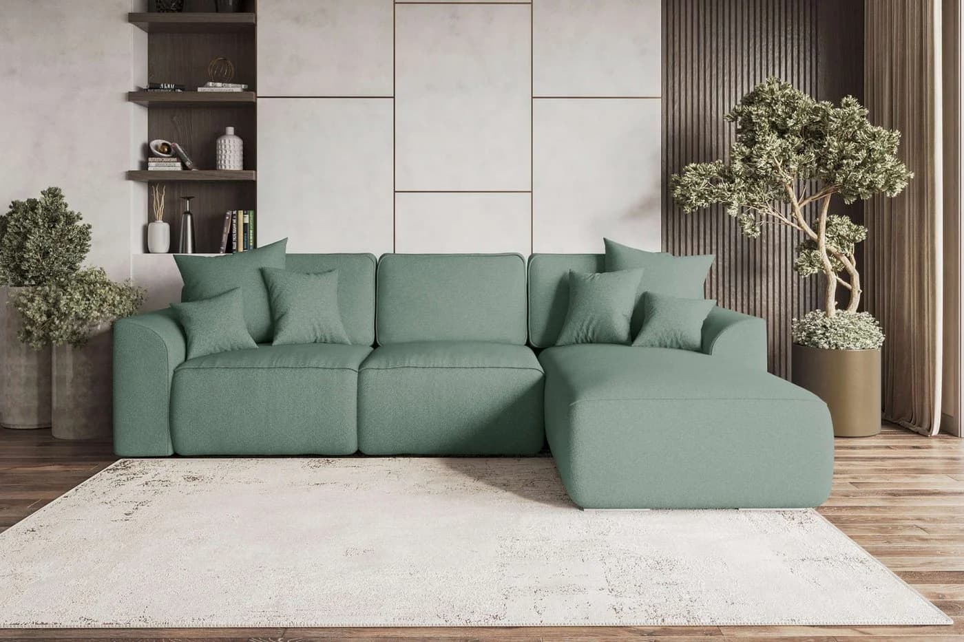 99rooms Ecksofa Gusto L-Form mit Schlaffunktion Salbeigrün - Bild 2